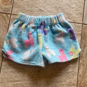 iscream blue with llama pattern fleece shorts in size small 6-8 good condition